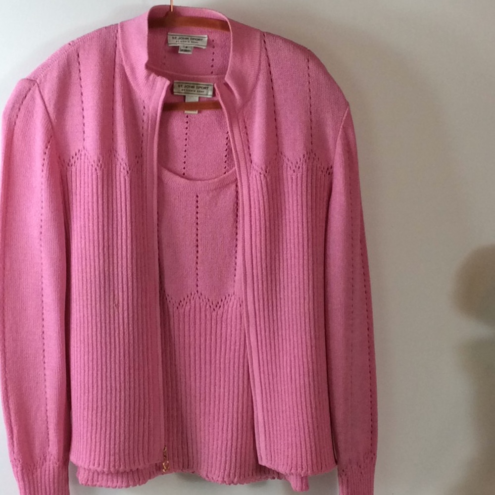 St. John Sport by Marie Gray pink sweater set